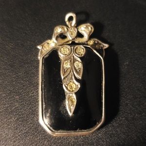 Antique Sterling Onyx Pendant